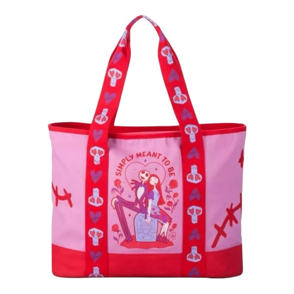 Disney Handbags - NWT Disney Cotton Tote Nightmare Before Christmas Jack & Sally on a tombstone
